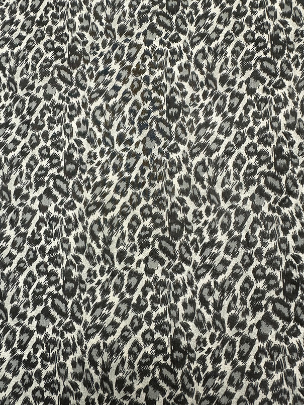 2 YD PC-Gray Multi Print Cheetah Print Chiffon Fabric