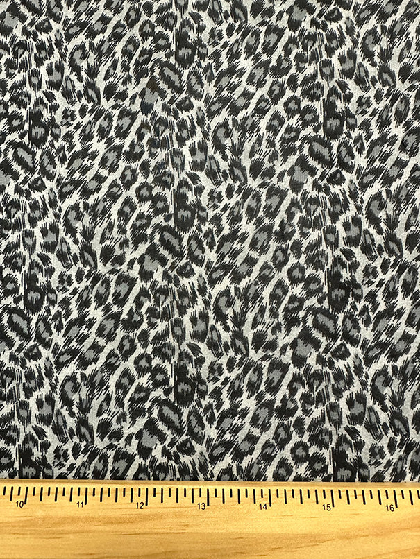 2 YD PC-Gray Multi Print Cheetah Print Chiffon Fabric