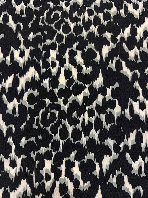 Gray Multi Print Poly Georgette Fabric