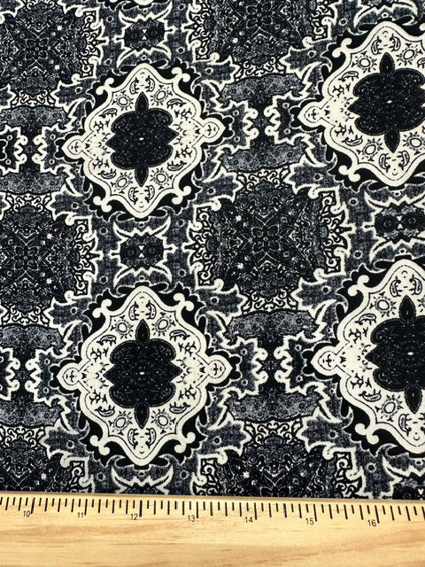 Black Multi Novelty Print Poly Georgette Fabric