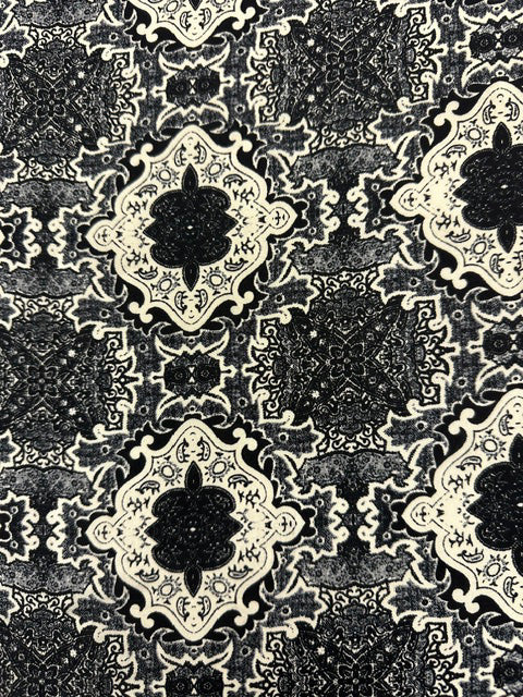 Black Multi Novelty Print Poly Georgette Fabric