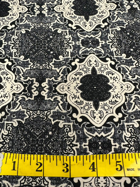 Black Multi Novelty Print Poly Georgette Fabric
