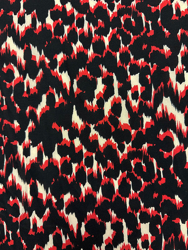 Red Multi Print Poly Georgette Fabric