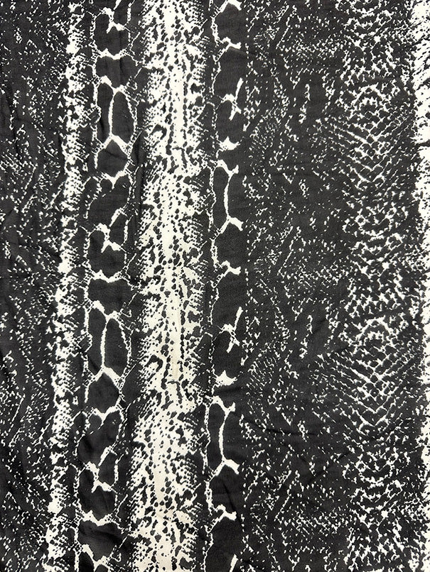 Black Multi Alligator Print Poly Chiffon Fabric