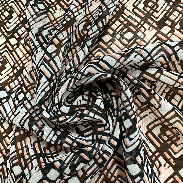Black Diamond Poly Print Chiffon Fabric