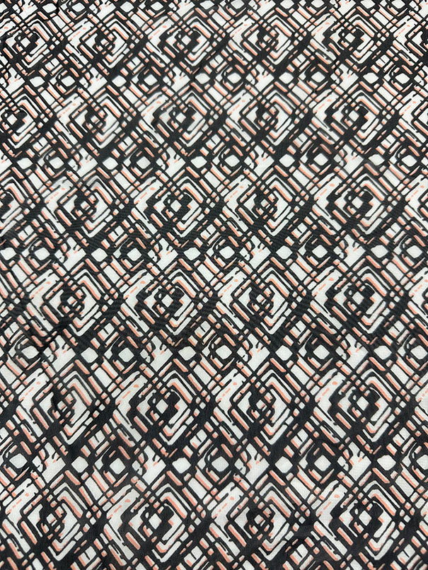 Black Diamond Poly Print Chiffon Fabric