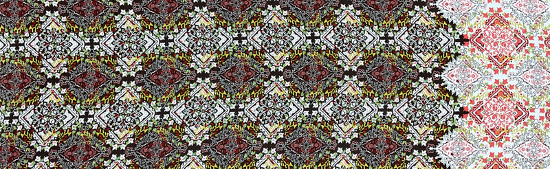 4 YD PC-Brown-White-Multi Poly Aztec Printed Crepe Momie Woven Fabric