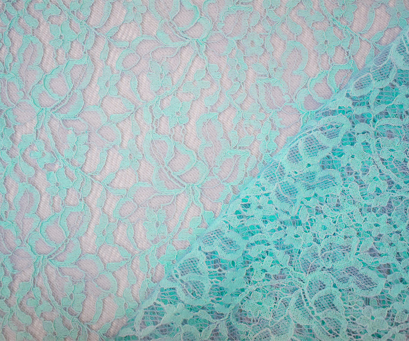 5 YD PC-Light Blue Nylon Cotton Floral Crochet Lace Knit Fabric