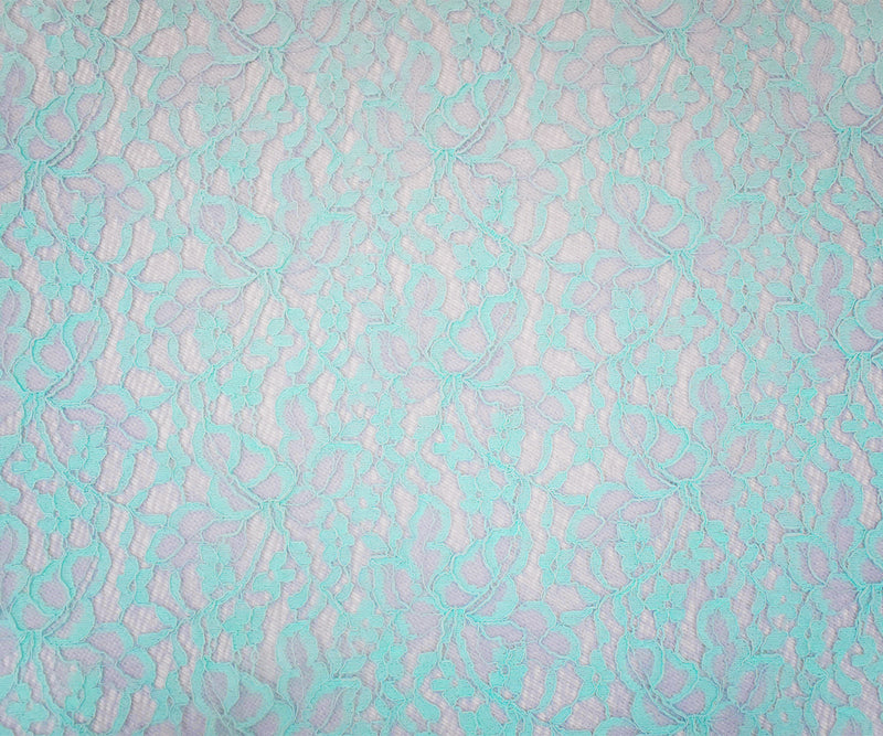 5 YD PC-Light Blue Nylon Cotton Floral Crochet Lace Knit Fabric