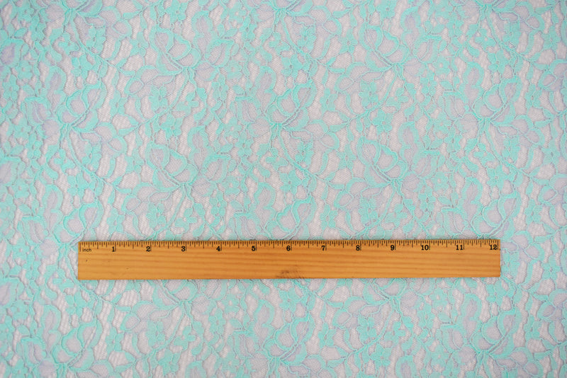 5 YD PC-Light Blue Nylon Cotton Floral Crochet Lace Knit Fabric
