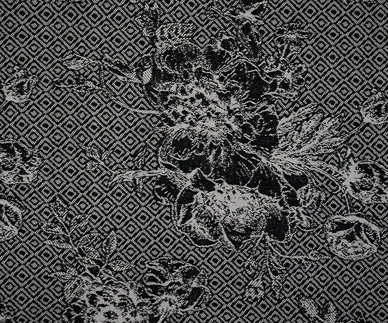 Black-White Rayon Blend Stretch Floral Diamond Bengaline Jacquard Fabric