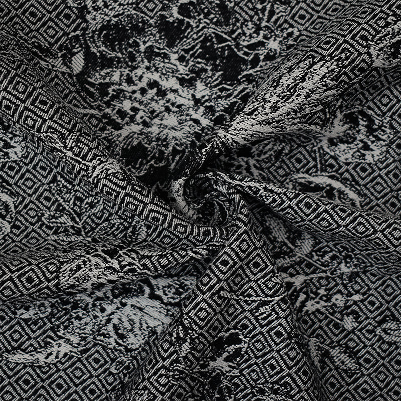 Black-White Rayon Blend Stretch Floral Diamond Bengaline Jacquard Fabric