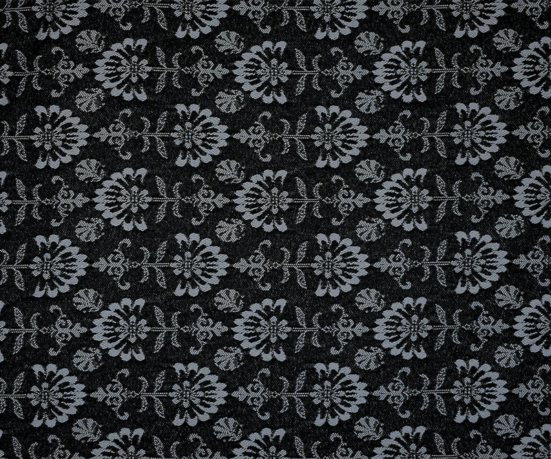 Black-Gray Rayon Blend Stretch Spandex Floral Bengaline Jacquard Fabric