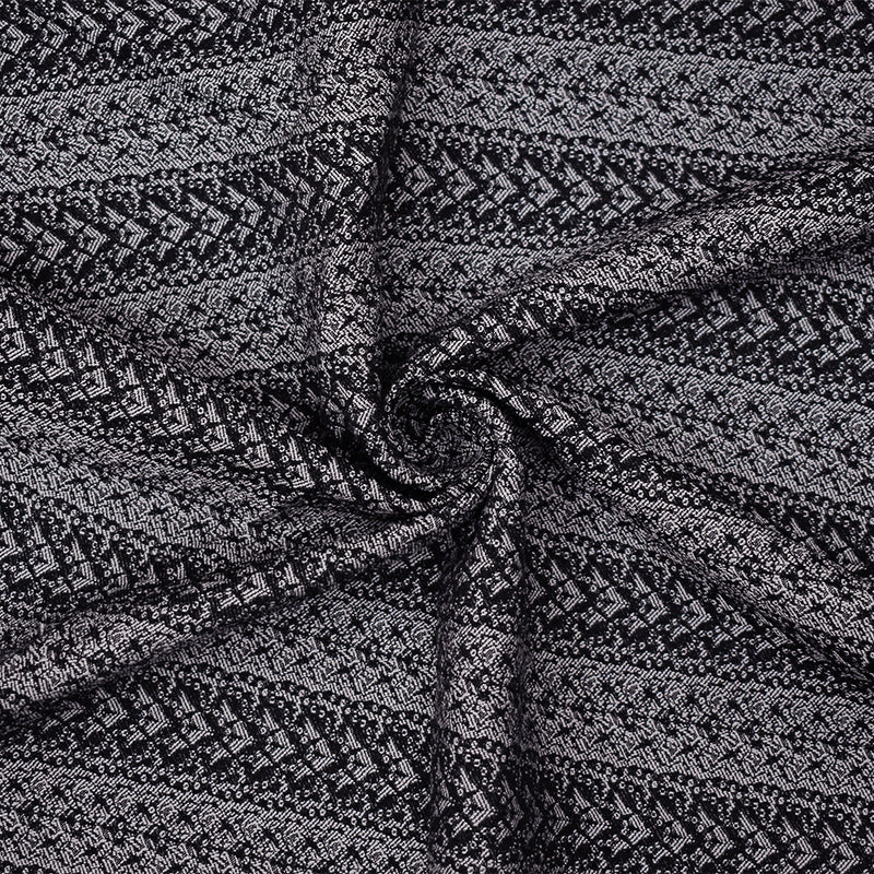 Black-Gray Rayon Blend Stretch Lace Stripe Bengaline Jacquard Fabric