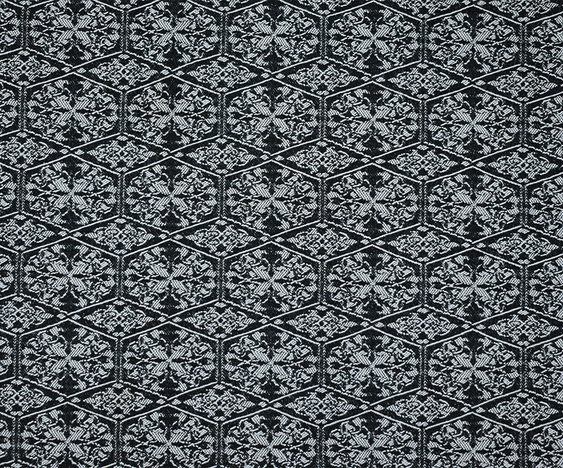 Black-White Rayon Blend Stretch Spandex Tile Bengaline Jacquard Fabric
