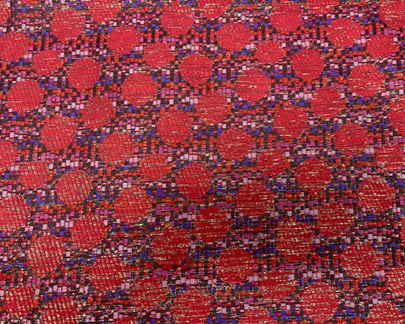 4 1/4 YD PC-Purple-Gold-Multi Poly Circle Stripe Jacquard Brocade Woven Fabric