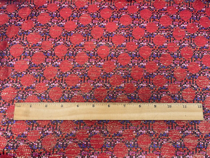 4 1/4 YD PC-Purple-Gold-Multi Poly Circle Stripe Jacquard Brocade Woven Fabric