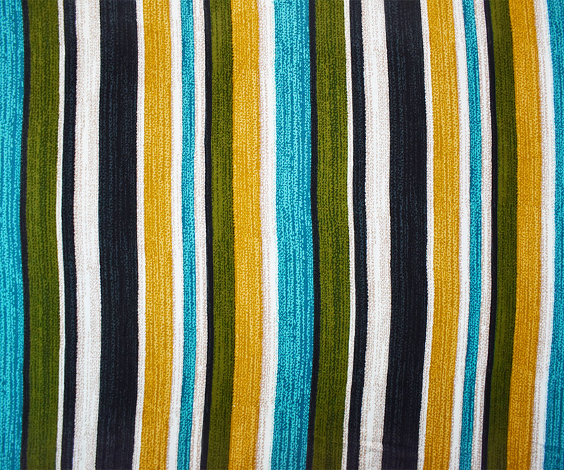 Teal-Dijon-Multi Cotton Stripe Printed Gauze Woven Fabric