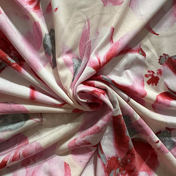 Pink Floral Print ITY Jersey Knit Fabric