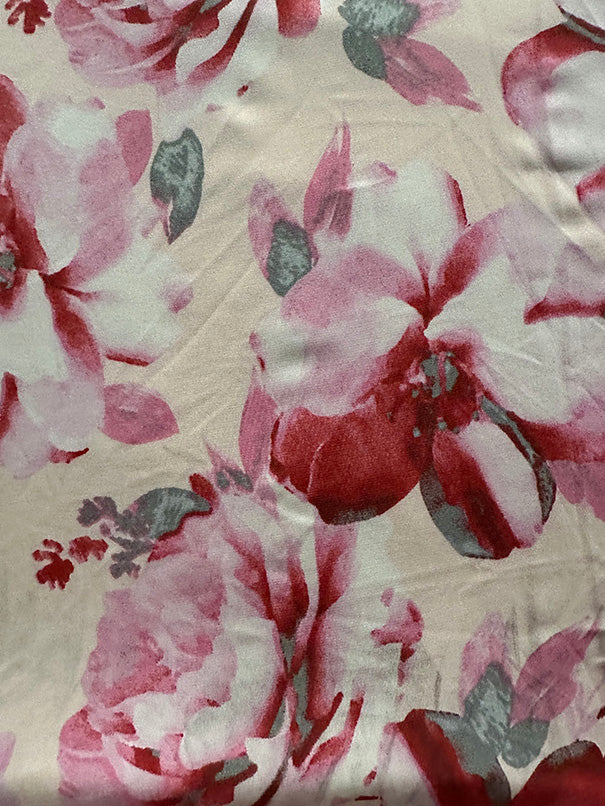Pink Floral Print ITY Jersey Knit Fabric