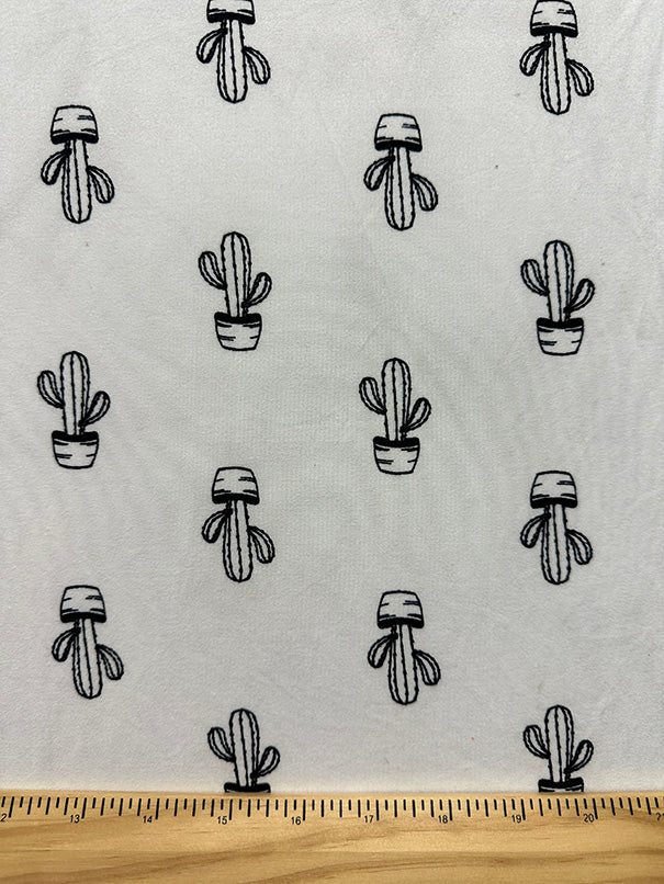 Ivory Cactus Print Double Brushed Jersey Knit Fabric
