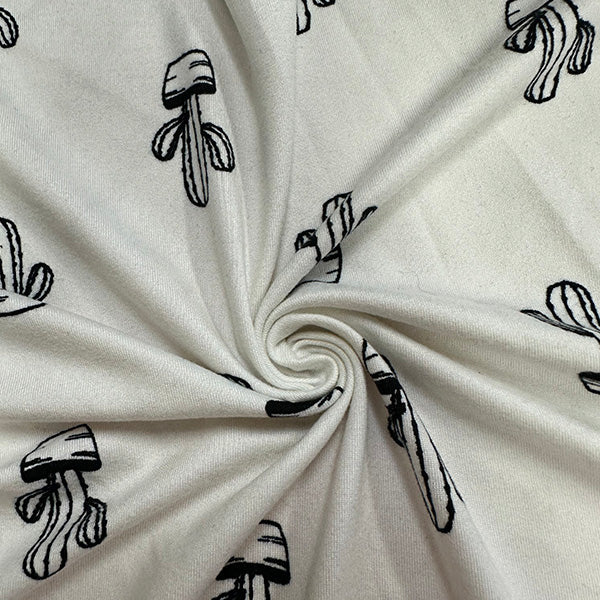 Ivory Cactus Print Double Brushed Jersey Knit Fabric