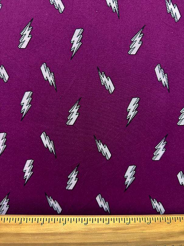 2 1/2 YD PC-Magenta Lightning Print Double Brushed Jersey Knit Fabric