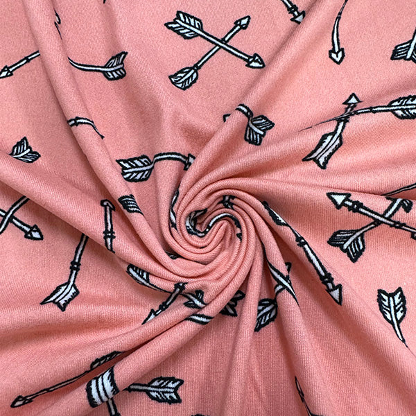 Peach Arrow Print Double Brushed Jersey Knit Fabric