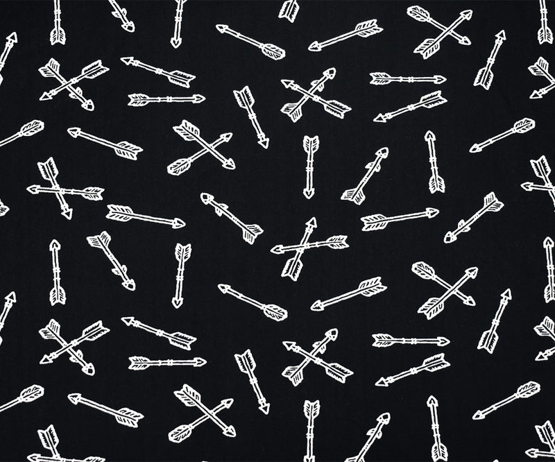 Black-White Arrow Printed Poly Stretch Double Brushed Jersey Knit Fabric