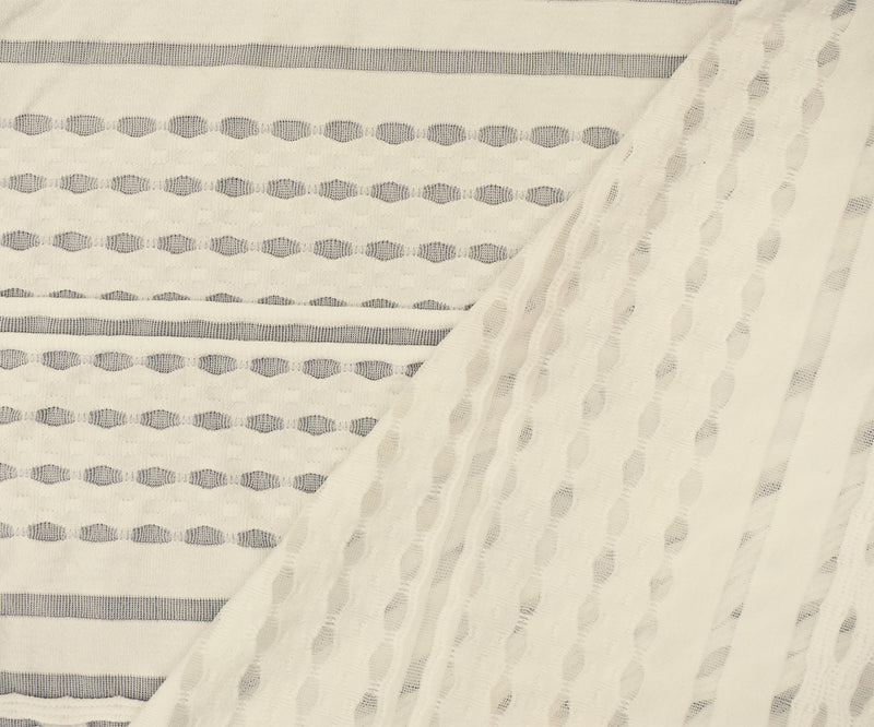 Light Ivory Rayon Blend Stretch Spandex Mesh Striped Crochet Knit Fabric