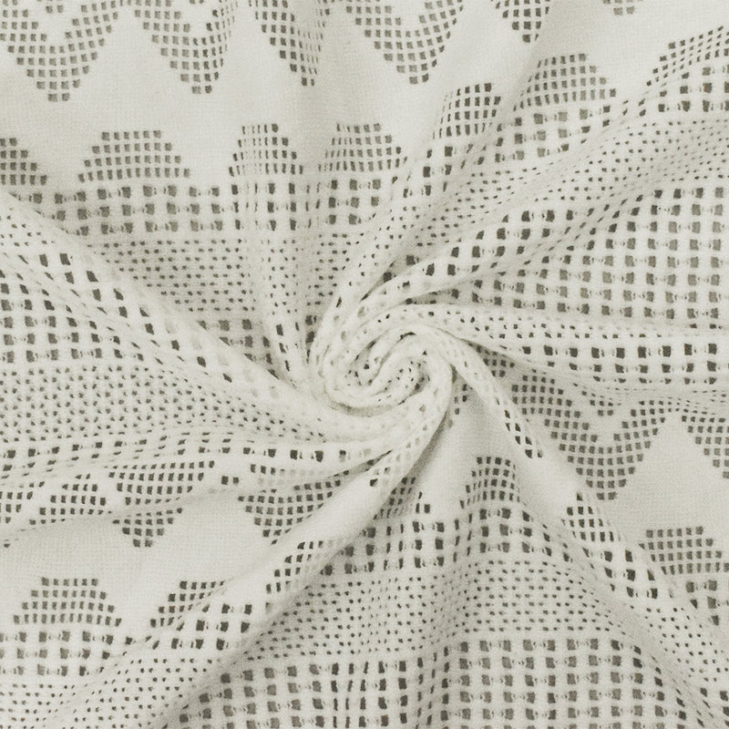 4 YD PC-Rice Ivory Stripe Chevron Stretch Nylon Crochet Knit Fabric