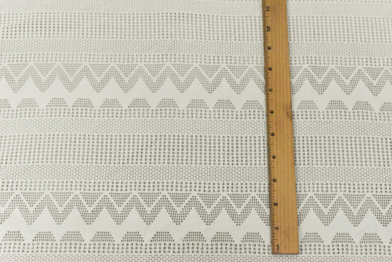 4 YD PC-Rice Ivory Stripe Chevron Stretch Nylon Crochet Knit Fabric