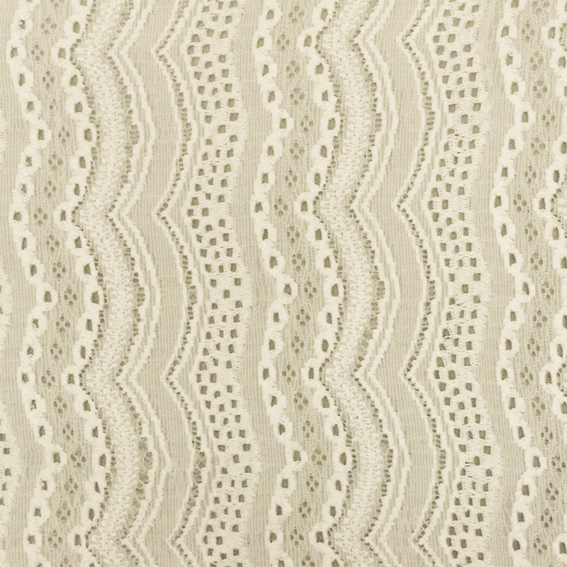 Cream Ivory Scallop Stretch Crochet Knit Fabric