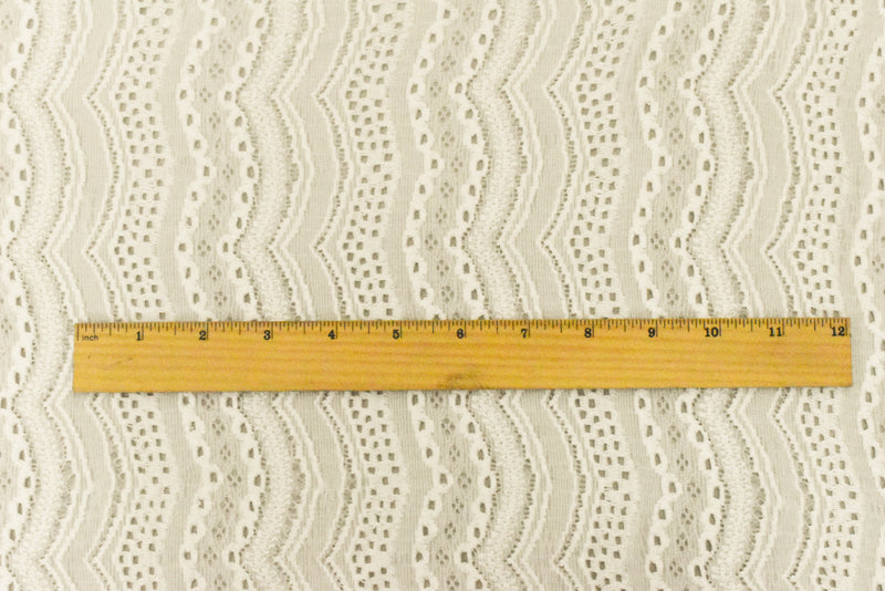 Cream Ivory Scallop Stretch Crochet Knit Fabric