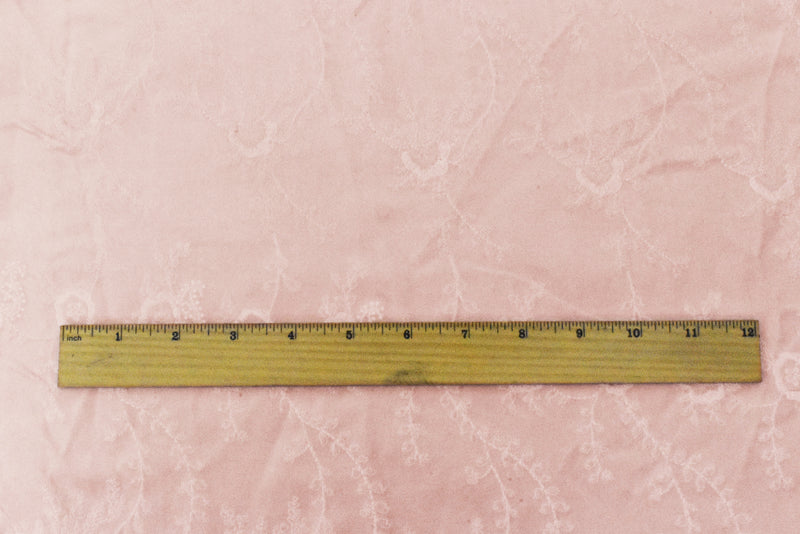 Baby Pink Floral Embroidered Cotton Velveteen Woven Fabric