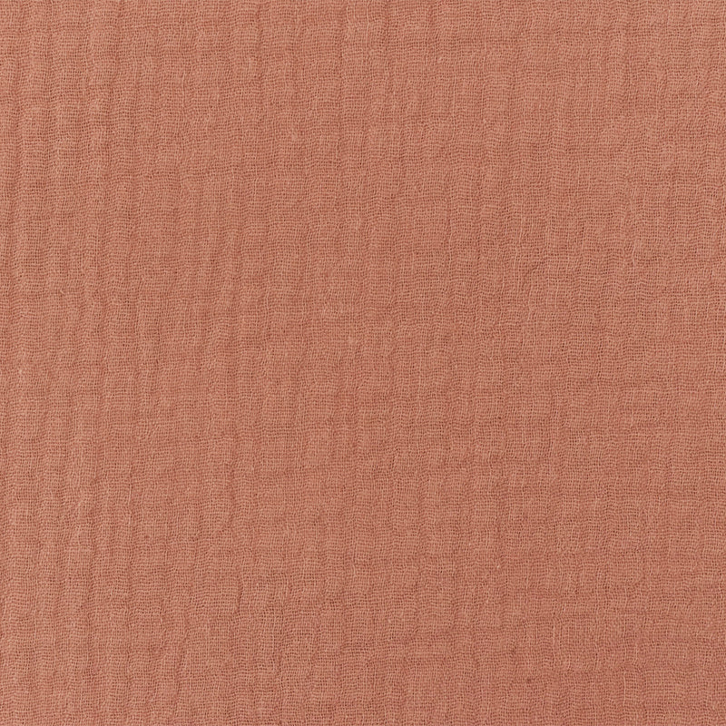Coral Pink Solid Cotton Crinkle Double Weave Woven Fabric