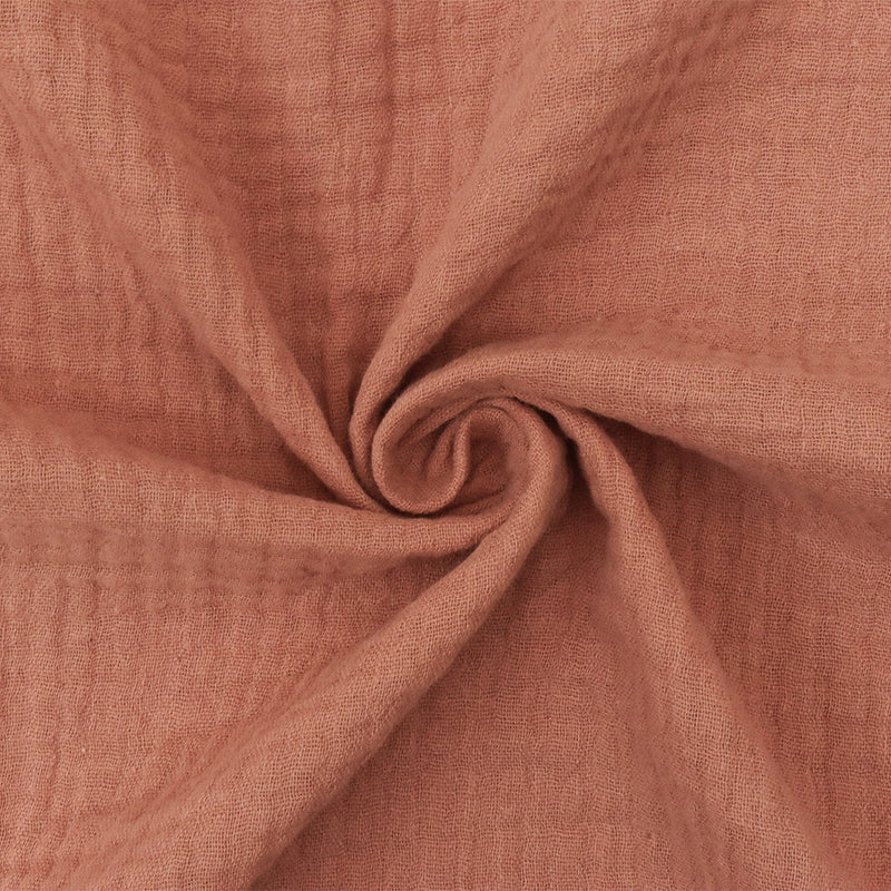 Coral Pink Solid Cotton Crinkle Double Weave Woven Fabric