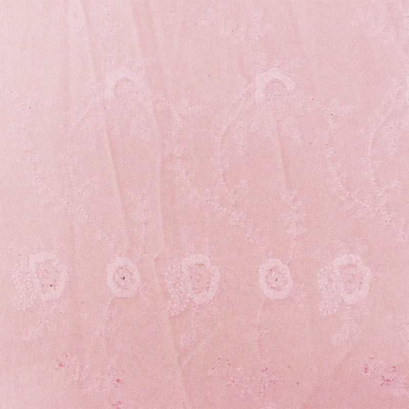 Soft Pink-Magenta Floral Embroidered Cotton Velveteen Woven Fabric