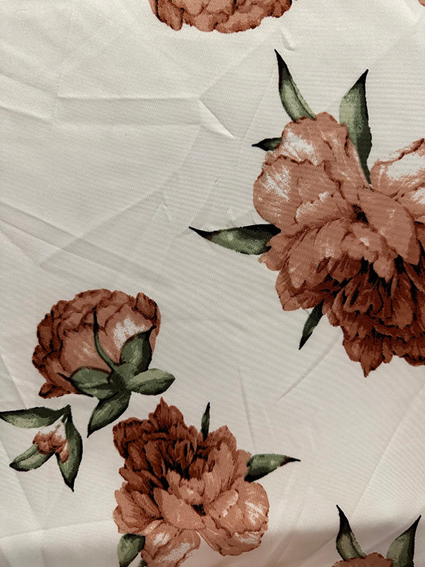 Ivory Peony Floral Print Scuba Knit Fabric