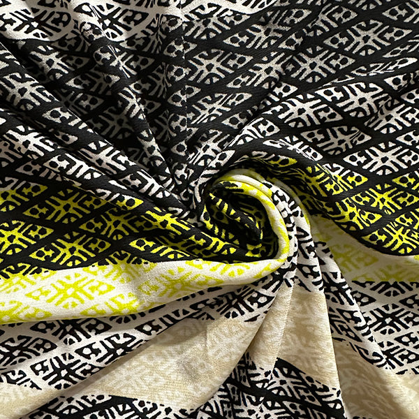 Lime Multi Geometric Print ITY Jersey Knit Fabric