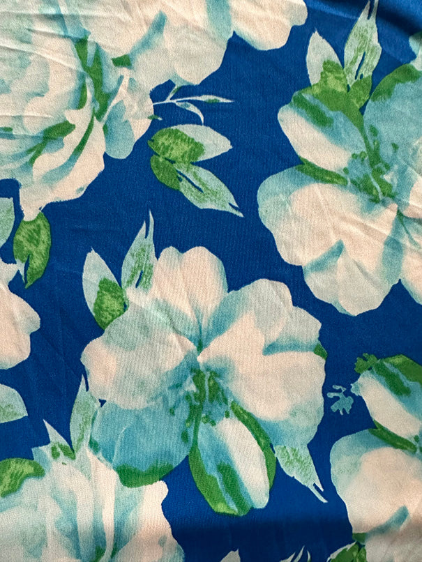 2 YD PC-Blue Multi Floral Print ITY Jersey Knit Fabric