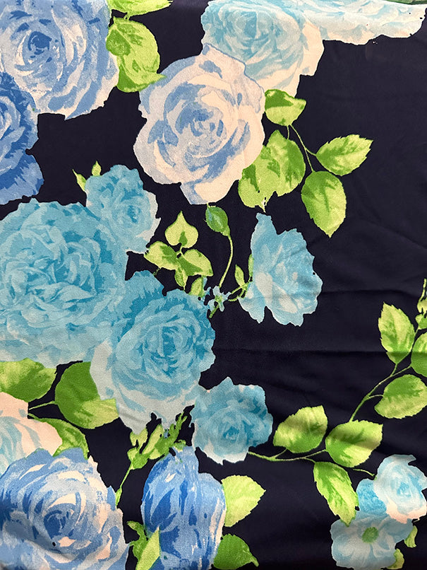 Turquoise Multi Floral Print ITY Jersey Knit Fabric
