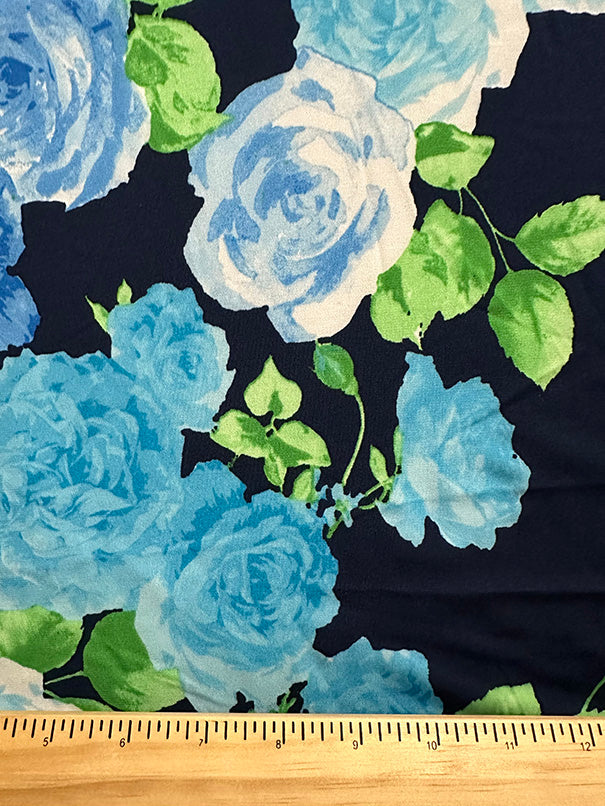 Turquoise Multi Floral Print ITY Jersey Knit Fabric