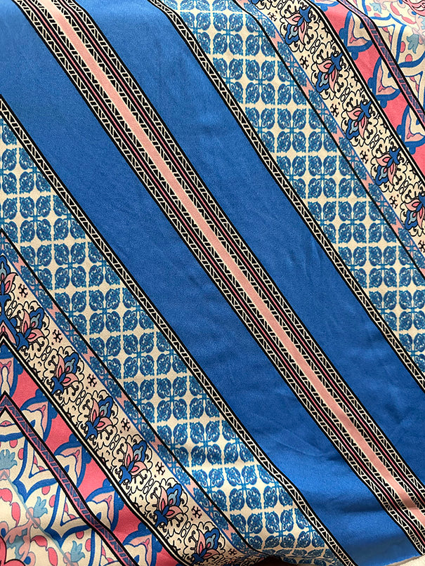 Blue Multi Geometric Print ITY Jersey Knit Fabric