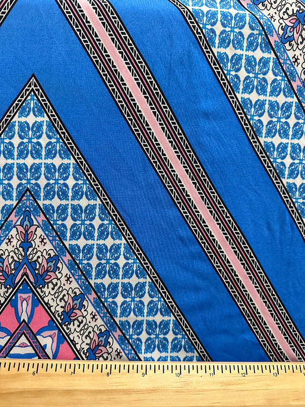 Blue Multi Geometric Print ITY Jersey Knit Fabric