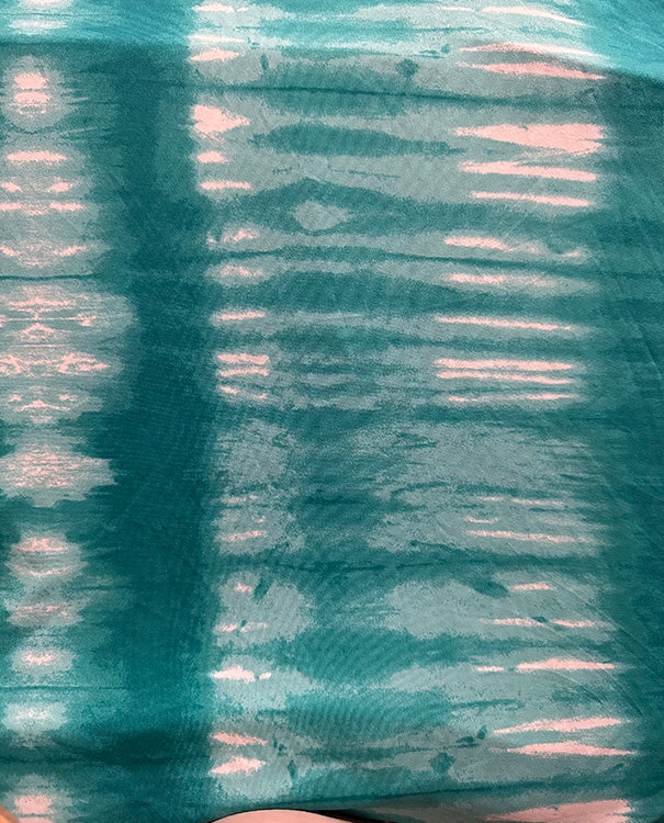1 1/2 YD PC-Teal Tie Dye Print ITY Jersey Knit Fabric