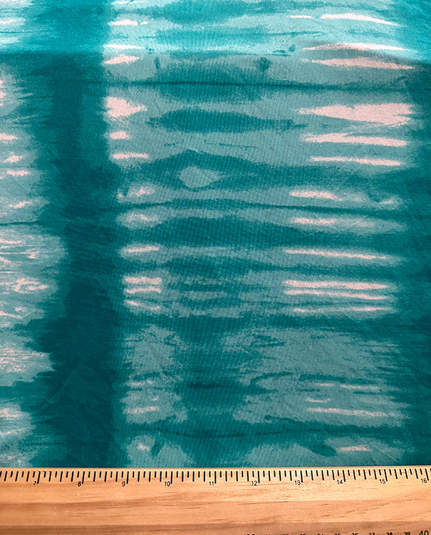 1 1/2 YD PC-Teal Tie Dye Print ITY Jersey Knit Fabric