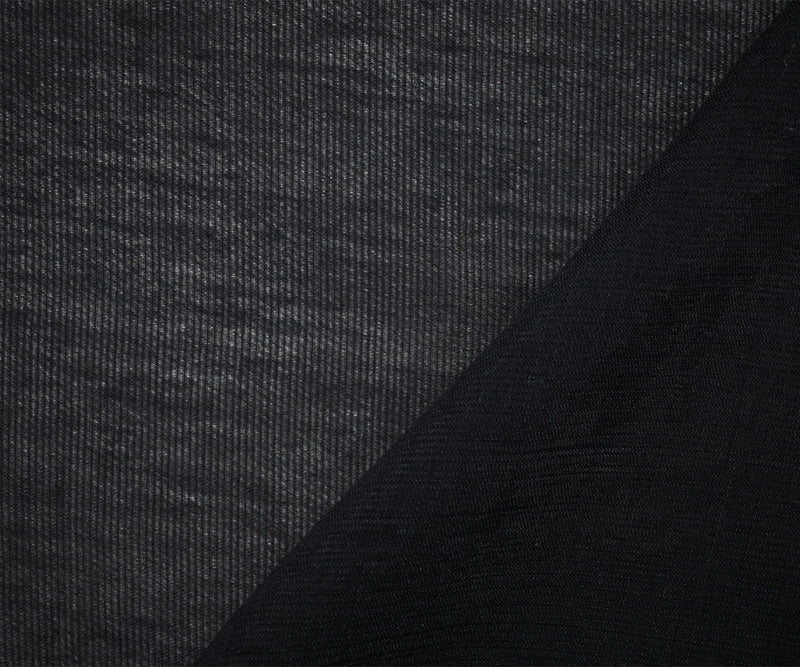 Black Cotton Famous Maker Sheer Vertical Stripe Woven Fabric