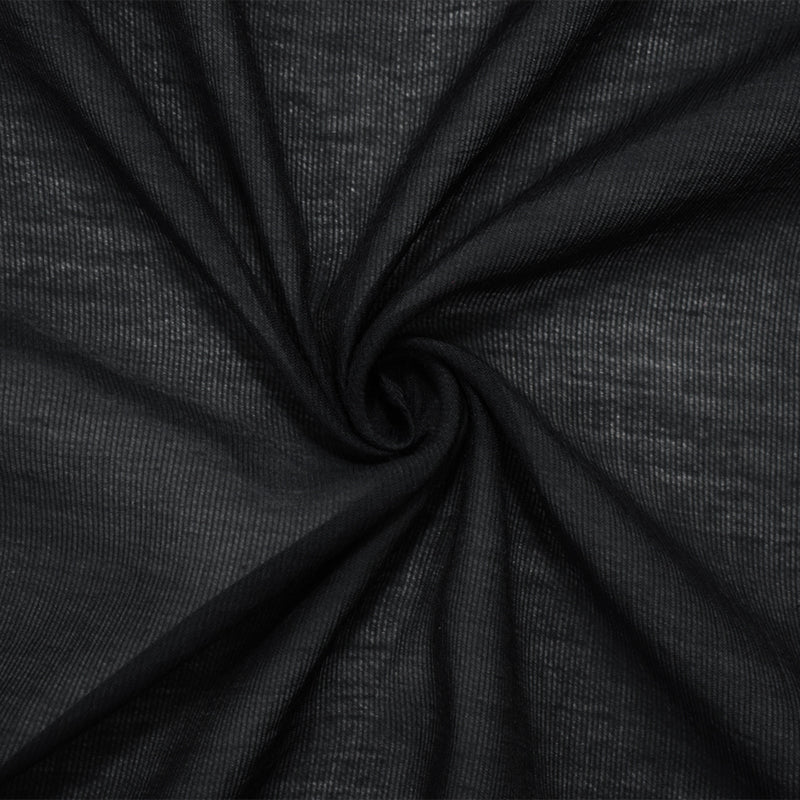 Black Cotton Famous Maker Sheer Vertical Stripe Woven Fabric