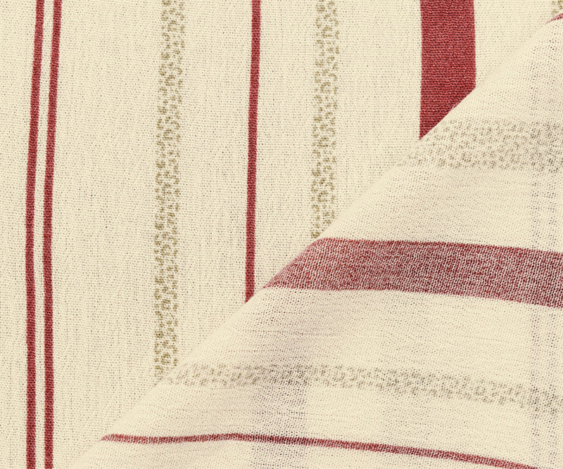Beige-Red-Multi Cotton Famous Maker Multi Stripe Printed Gauze Woven Fabric
